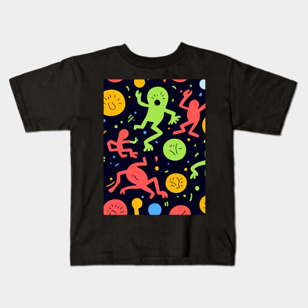 Weird Aliens - Graffiti Abstract Art Kids T-Shirt by Artilize